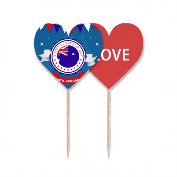 Australia Flavor Happy Australia Day Flag Toothpick Flag LOVE Heart Lable Cupcake Pick
