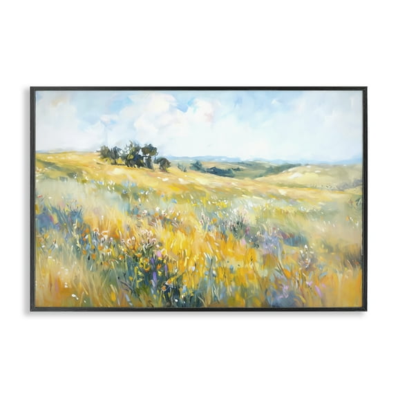 Stupell Industries Country Prairie Scene Landscape & Nature Painting Black Framed Art Print Wall Art, 18 x 12