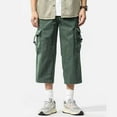 thumbnail image 2 of TAGOLD Mens Cargo Capris Pants Elastic Waist Zipper Pocket 8 Length Summer Work Casual Trousers, 2 of 5