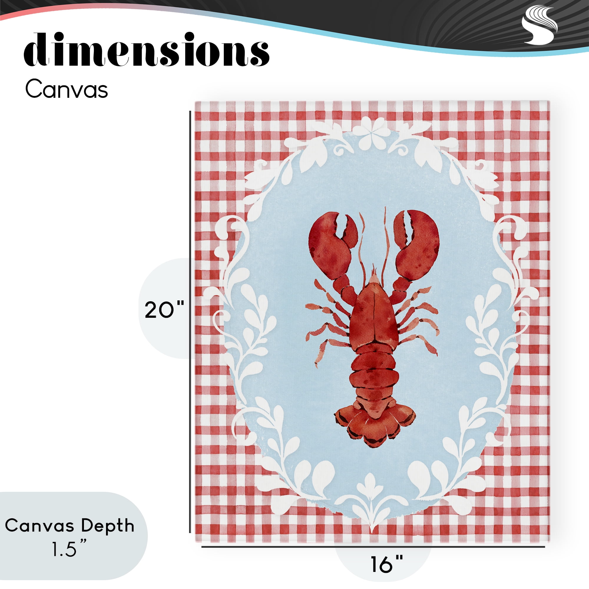 Stupell Industries Lobster with Red Plaid Canvas Wall Art, design by Heather Lee Chan