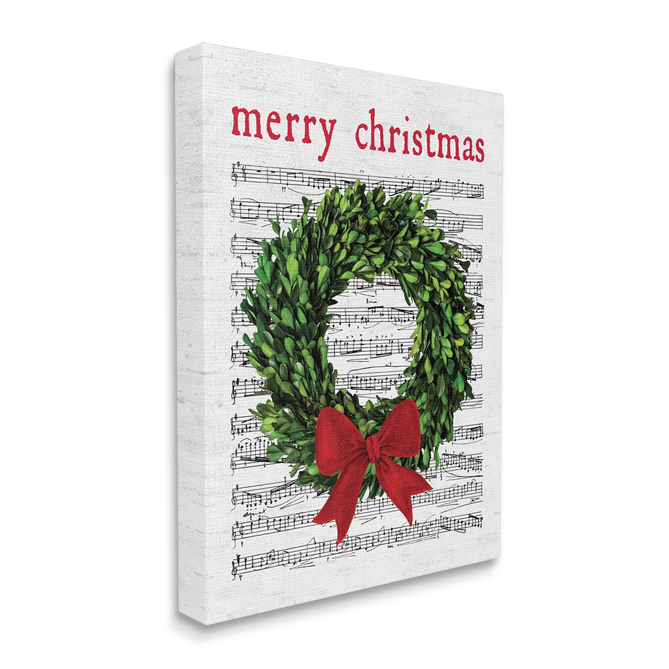 Stupell Industries Merry Christmas Song Wreath Graphic Art Gallery Wrapped Canvas Print Wall Art, Design by Lettered and Lined