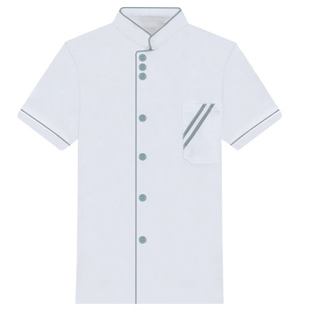 Details about   Men's Short Sleeve Chef Jacket Restaurant Shirts Cook Work Uniform Tops Blouse 