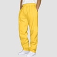 thumbnail image 2 of LIWENLI Men's Heavyweight Sweatpants Fleece Lined Open Bottom Pockets Athletic Joggers Casual Pants (Yellow,M), 2 of 5