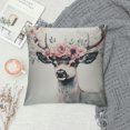 thumbnail image 2 of SHERONV Portrait of Deer Stag Flowers On Head Watercolor Decorative Throw Pillow Covers Square  Pillowcase Protectors Cushion Cover for Home Sofa Couch Chair Back Seat 12x12in, 2 of 5