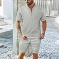 thumbnail image 2 of Bpmpbo Mens Short Sets 2 Piece Outfits Polo Shirt Fashion Summer Tracksuits Casual Set Short Sleeve and Shorts Set for Men，Men Casual Zipper Short Sleeve Lapel Short Pants Set, 2 of 5