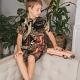 thumbnail image 4 of Balery Gothic Eastern Floral Skull Conjunto de Pijama Infantil de Manga Corta con Estampado – Ropa de Dormir de Algodón Suave-Small, 4 of 6