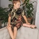 thumbnail image 3 of Balery Gothic Eastern Floral Skull Conjunto de Pijama Infantil de Manga Corta con Estampado – Ropa de Dormir de Algodón Suave-X-Large, 3 of 5