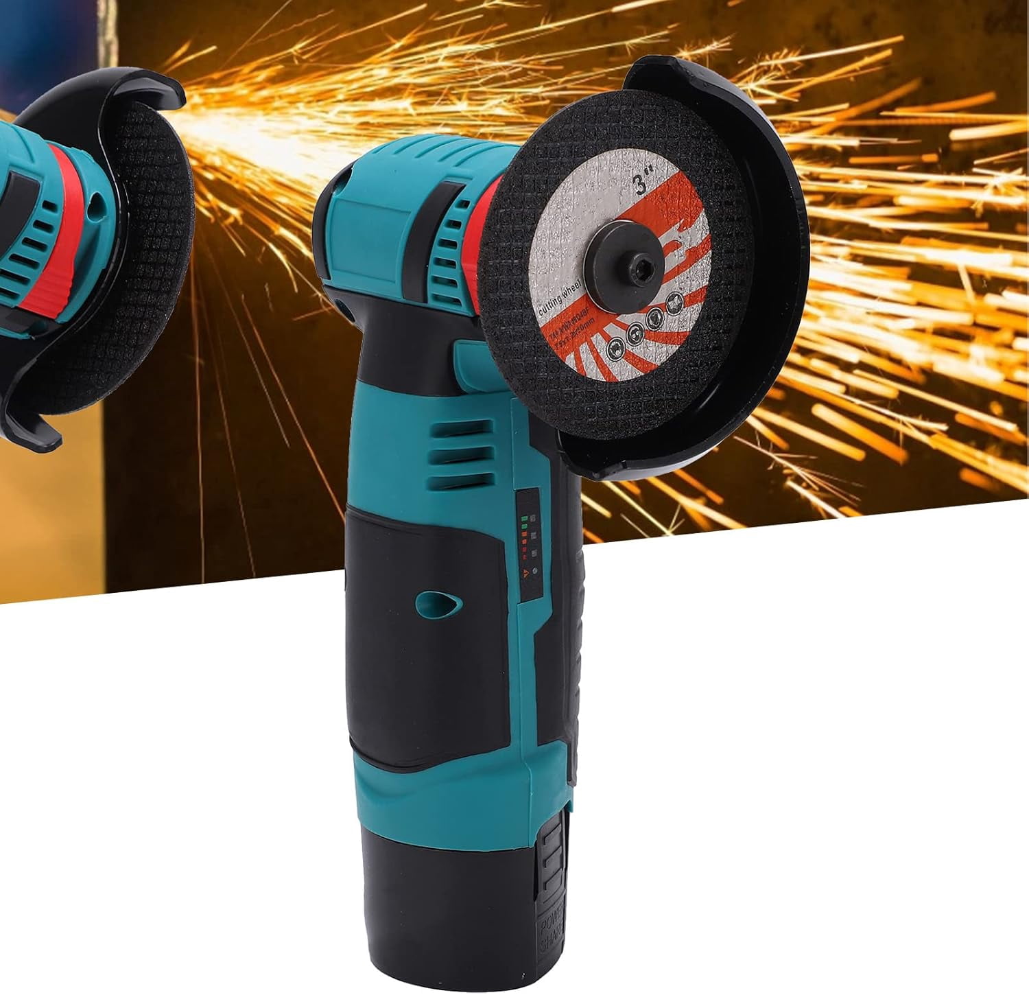 12V Brushless Angle Grinder Multifunctional Rechargeable Handheld Polisher Electric Cutting Grinding Tool US Plug AC 100-240V for Metal Wood DIY Projects (US Plug 1 Battery)