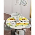 thumbnail image 2 of Fitted Round Tablecloths Table Covers 36-44in,Yellow Sunflower and Green Leaves Waterproof Elastic Edged Table Cloth for Kitchen Dining Holiday Party Tables Decor,Floral Sunshine Word on Linen, 2 of 6