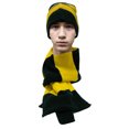 thumbnail image 4 of Knit Collegiate Rugby Striped Winter Scarf & Beanie Hat Set - Forest / Golden Yellow, 4 of 10