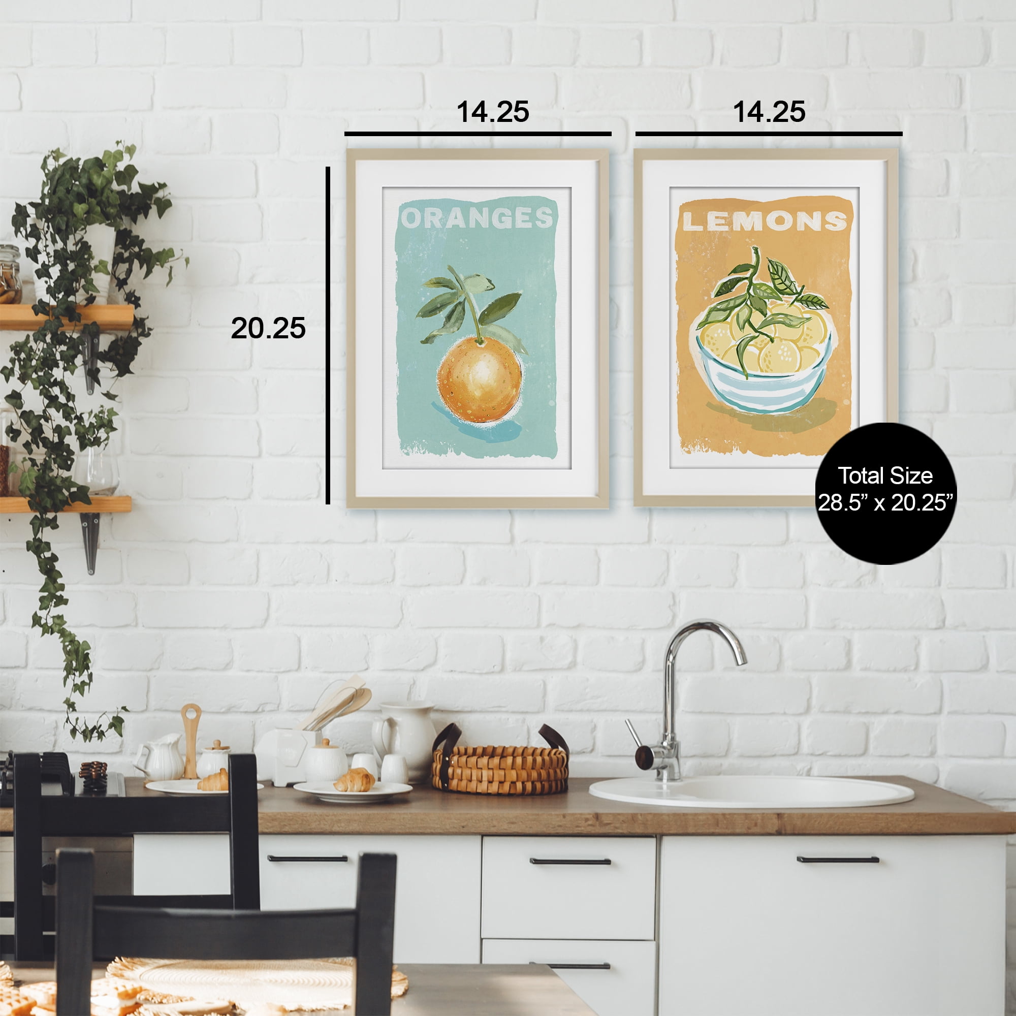 Stupell Industries Citrus Twist Motif 2 Piece Birch Framed Print Under Glass Set, design by Chad Barrett