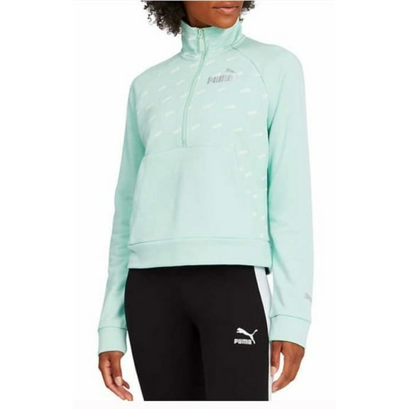 Puma Womens Half Zip Pullover Sweater (Green, X-Large)