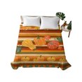 thumbnail image 2 of Queen Flat Sheet Only Farm Autumn Pumpkins Soft Microfiber Cooling Bedding Sheets Red Green Yellow Striped Flat Bed Sheet for Hotel,Home Decor, 2 of 9