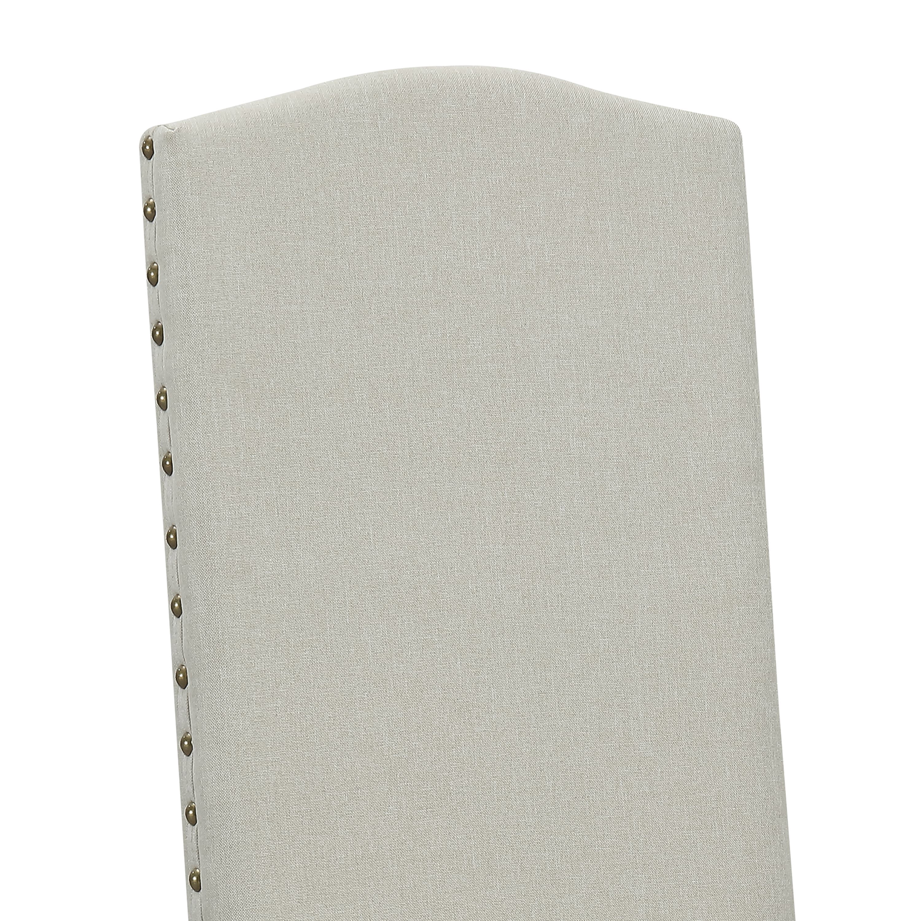 Nancy Victorian Nail Head Accented Light Beige Fabric Accent Dining Chair, Set of 2