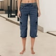 thumbnail image 4 of Summer Women Pocket Trousers Outdoor Casual Sports Cropped Pants Overalls Thin Loose Cargo Shorts Women Pants Casual Low Waist Harem Pant Soft Sweatpants for Women Ladies Sweat Pants Womens Flax Pants, 4 of 6