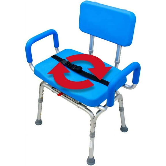 Platinum Health Bariatric Revolution Pivoting Swivel Seat Bath Shower Chair 600lbs with Padded Back and Arms