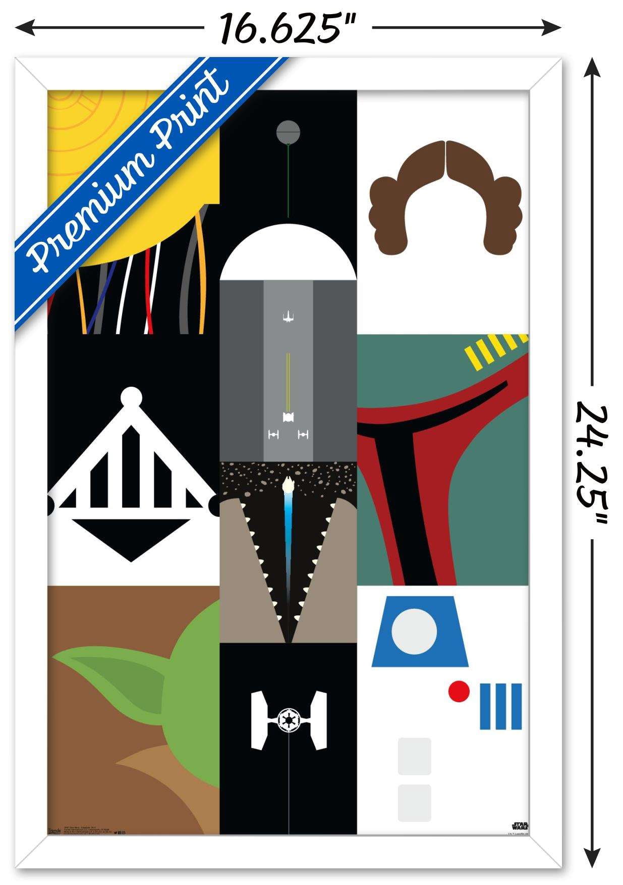 Star Wars: Saga - Simplistic Grid Wall Poster, 14.725" x 22.375", Framed
