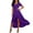 Purple, variant on Women's V Neck Short Sleeve Wrap Maxi Dress High Low Asymmetrical Hem Flowy Dress Summer Casual Beach Wedding Guest Dress Purple XXL