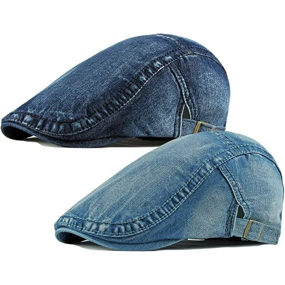 2 Pack Mens Denim Cotton Newsboy Cap Ivy Gatsby Driving Hunting Cabbie Hats