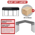 thumbnail image 6 of SnugNiture 10x15FT Heavy Duty Metal Carport, Galvanized Steel Frame & Roof, Reinforced Base Outdoor Shelter for Cars, Boats, 6 of 6