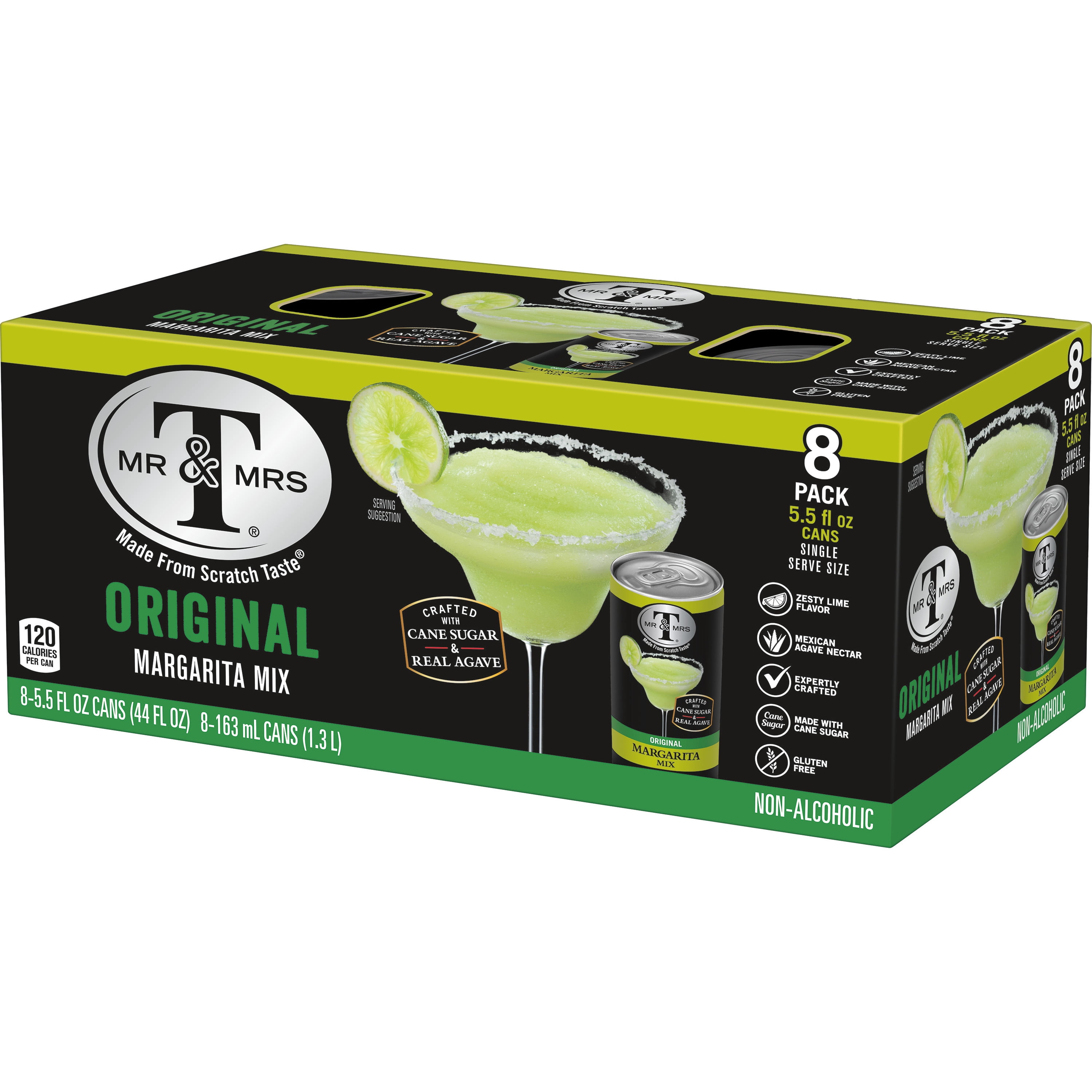 Mr & Mrs T Cane Sugar Margarita Mix, 5.5 fl oz, 8 Pack Cans