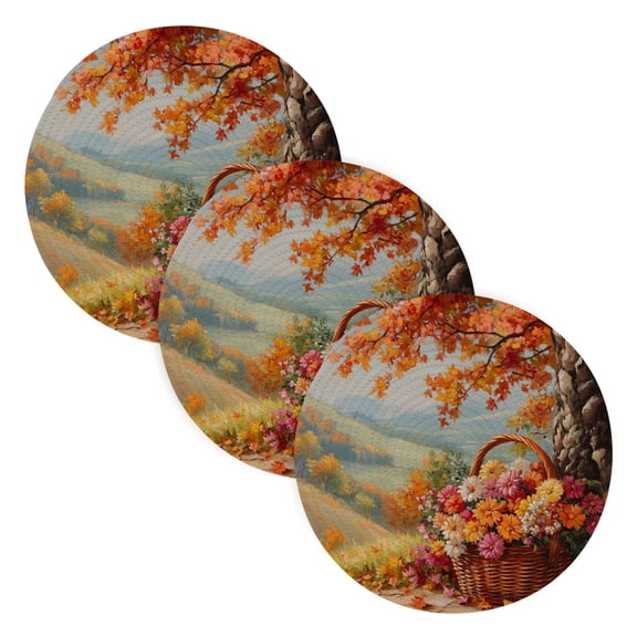 BZSMCE Mats for Pots,Pans Place Basket Of Flowers Simple Style Pattern Pot Mats