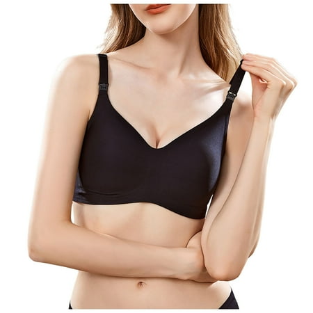 DXOUPM Nursing Bras For Breastfeeding Seamless Ultra Comfort Maternity Bra Natural Shape Pregnancy Sleep Bralette Black XL