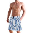 thumbnail image 2 of Dailycode Men's Quick Dry Swim Trunks Beach Shorts Casual Summer Board Shorts with Pockets, Watercolor Blue Stripes, 2 of 8