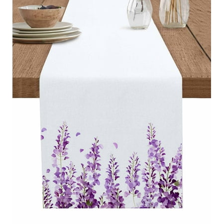 

Table Runner Dresser Scarf 13 x 72 Inch Purple Hanging Flowers Spring Lavender Floral Rustic Table Runners Non-Slip Heat Kitchen Dining Table Decor for Indoor Outdoor Home Party Decoration