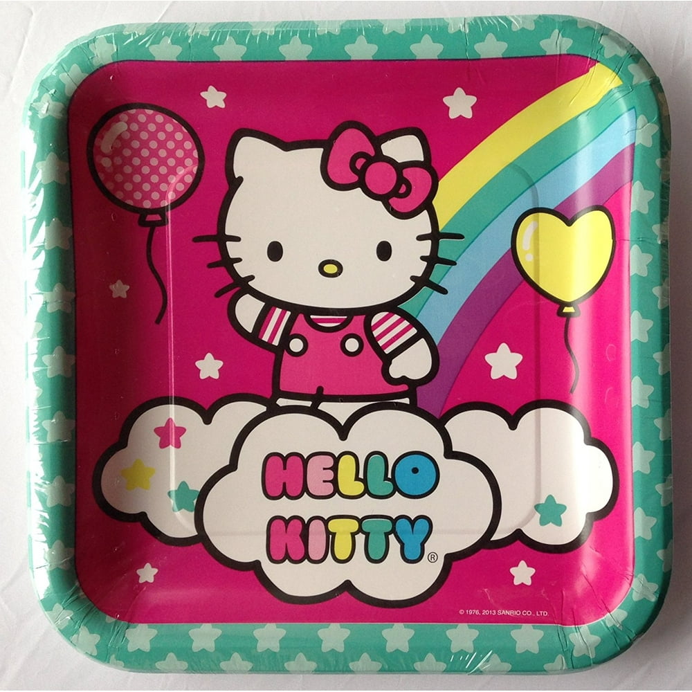  BALLOON RAINBOW Large 9 Square Party Plates  Pack of 8 