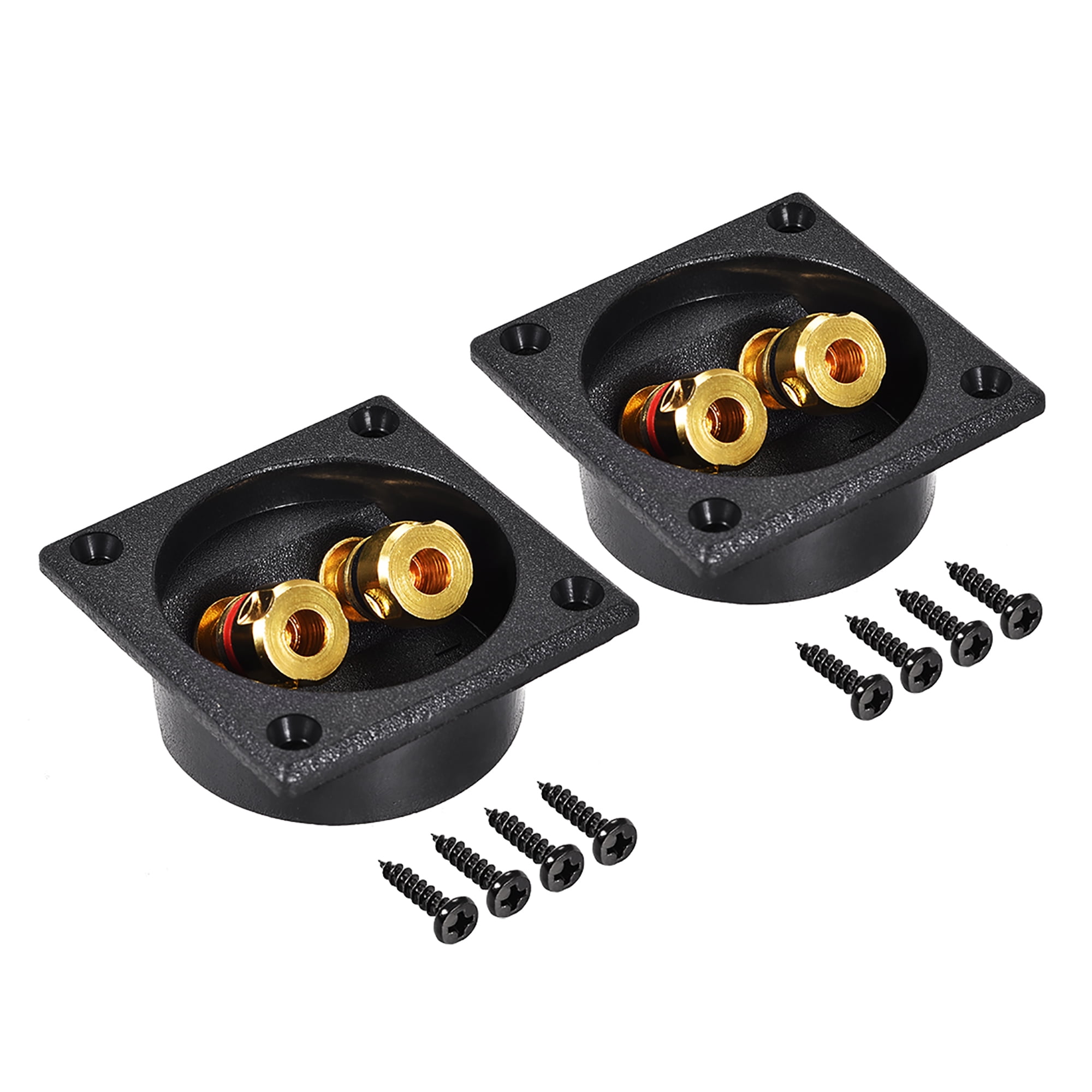 2Way Square Speaker Box Terminal Binding Post Stereo Connectors for Subwoofer Plugs Cable