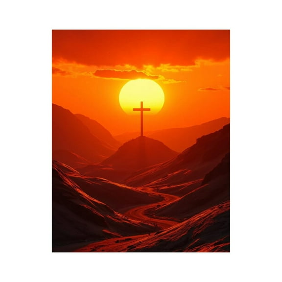 Paint by Numbers Kit for Adults, Sunset Cross Scenic Hillscape Paint by Numbers, Easy Paint by Numbers Kit for Adults Beginner, DIY Adult Paint by Number Kits on Canvas, 12x16in Home Decor