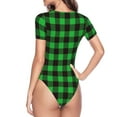 thumbnail image 4 of Daiia Buffalo Plaid Green Black Women'S Crew Neck Short Sleeve Slim Fit T Shirts Tops Basic Bodysuit Leotard Clothing-Large, 4 of 9