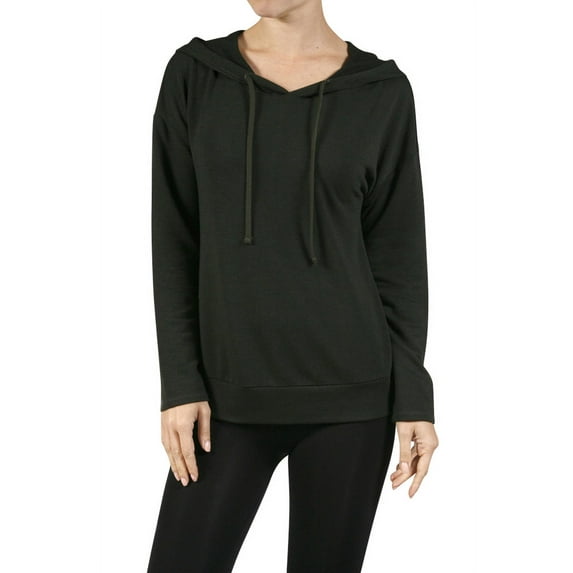 Women Long Sleeve French Terry Hooded Sweatshirt Top