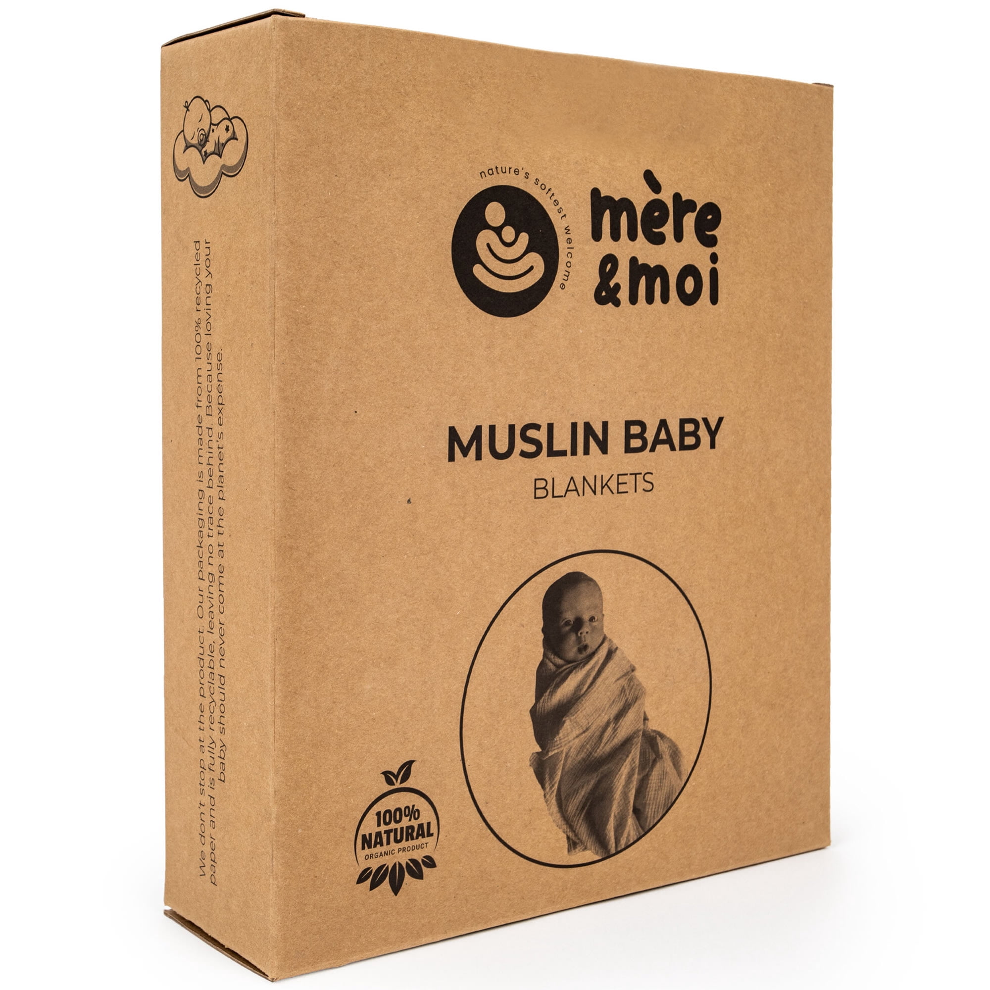 Mère & Moi: Muslin Baby Blanket – 2 Pack, Peach & Cream - 40x36", Double Layer Cotton Swaddle, Lightweight-Breathable, Oeko-TEX, Newborn-Toddler Wrap