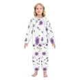 thumbnail image 2 of Fluffy Pajamas Set Fuzzy Winter Warm Pj Sets Pullover Tops and Long Pants Purple Flowers X-Small, 2 of 8