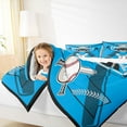thumbnail image 4 of Feelyou Baseball Player Kids Full Size Comforter Sets, Modern Ball Game Bedding Comforter Set, Blue Cartoon Sports Theme Reversible Bedding Sets, Luxury Bedroom Decor, 3pcs, 4 of 8