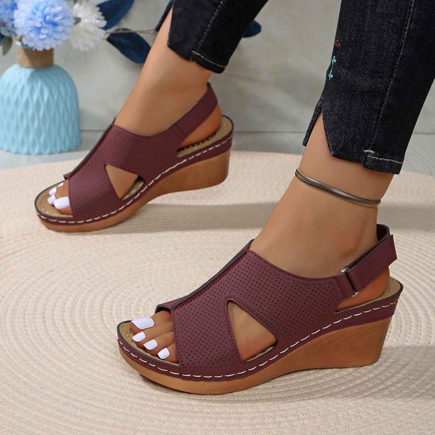 WILLBEST Sandalias Dama Sandalias Casuales Cómodas Para Mujer, Zapatos De Tacón De Cuña Con Punta Abierta Para Caminar A Diario Al Aire Libre, Verano, Primavera Y Otoño