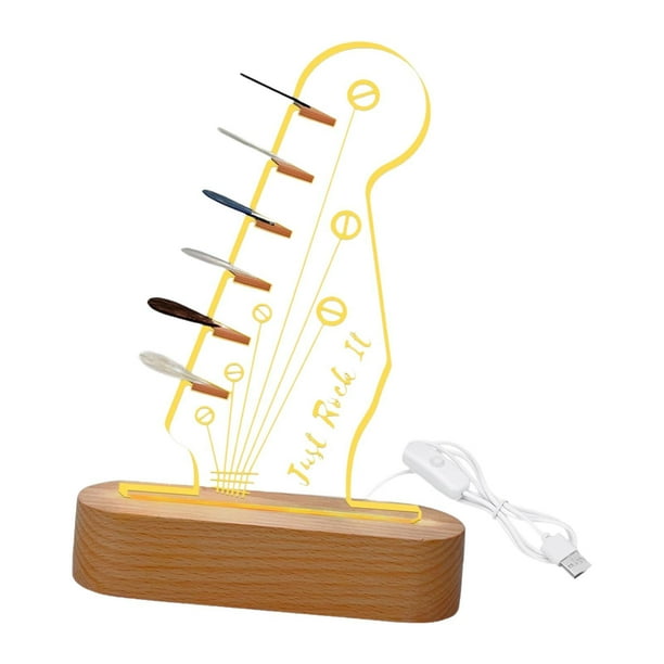 Soporte luminoso acrílico para púas, soporte de exhibición para púas de guitarra, accesorios de decoración del hogar, con luz ambiental y