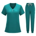 thumbnail image 1 of Ensemble de Robe de Lavage à Manches Courtes pour Femmes - Polyester Tenue de Travail Décontractée pour Infirmière pour l'Été à la Maison, 1 of 5