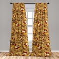 thumbnail image 2 of Autumn Window Curtains, Fall Themed Leafy Artwork with Blooming Roses Cottagecore Inspirations Print, Lightweight Decor 2-Panel Set with Rod Pocket, Pair of - 28"x84", Dark Coral Mustard, by Ambesonne, 2 of 3