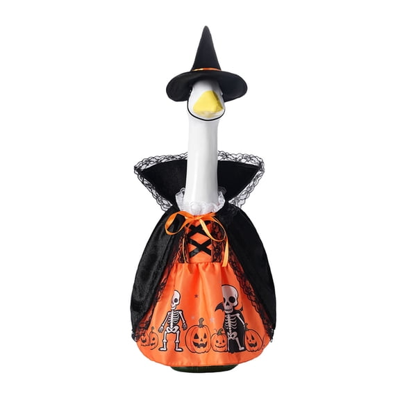 Fall Porch Goose Outfit Halloween Witch Costume, Porch Goose Halloween Outfit, Decorative Porch Goose Outfits for Garden Front Door Seasonal Display