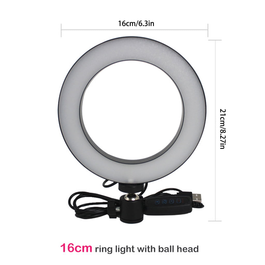 AOOOWER 14.5cm/16cm/20cm LED Ring Lamp with Tripod Stand and Selfie Stick Kit Mobile Phone Live Broadcast Selfie Fill Light Vlog Video Photography Light