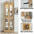 thumbnail image 4 of 71" H Lighted Curio Cabinet Display Case, Glass Curio Cabinets with Adjustable Shelves and Tempered Glass Door, Wooden Cabinet w/Mirrored Back Pane for Living Room (Light Oak), 4 of 9