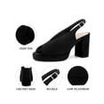 thumbnail image 4 of BLISSFUL STEP Women's Block Heel Square Toe Slingback Platform Heels Sandals Black (Size 10), 4 of 7