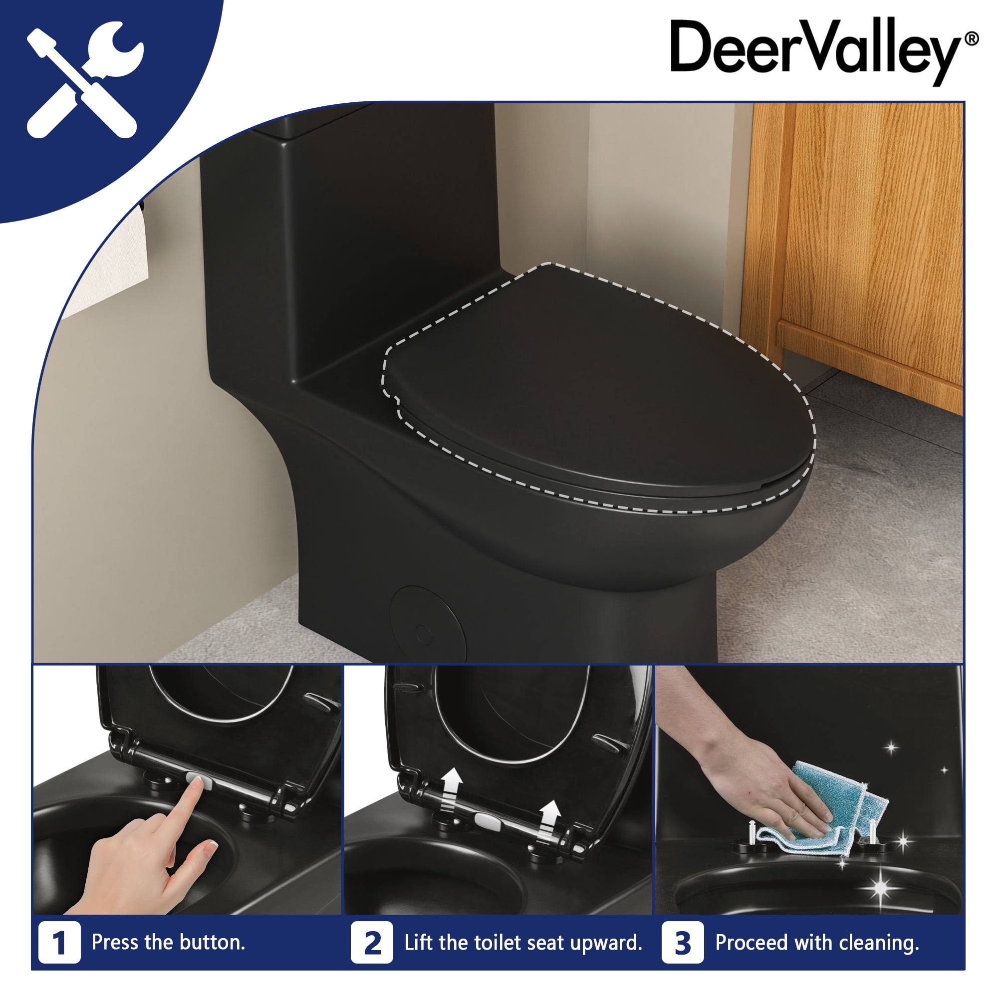 Ally 1-Piece 0.8/1.28 GPF Dual Flush Elongated ADA Comfort Height Toilet in Black Seat Included