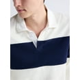 thumbnail image 4 of Free Assembly Men's Striped Cotton Rugby Shirt with Long Sleeves, Sizes S-3XL, 4 of 6