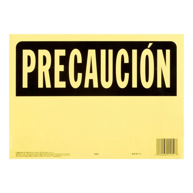 Letrero Pared Plástico Precaución Hyko 25.5X35.6 Cm