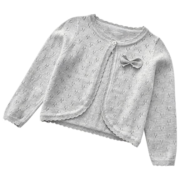 Zwiiyzr 3-8Y Little Girls Bolero Shrug Cardigan Sweaters Kids Long Sleeve Cropped Knit Sweater Tops Gray