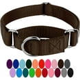 thumbnail image 1 of HSHDLDF Country Brook Petz Brown Martingale Heavy Duty Nylon Dog Collar 21 Vibrant Color Options (3/8 Inch Width, Mini), 1 of 7